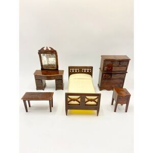 Vintage Renwal Dollhouse Bedroom Furniture Set – Complete Room – Made in USA